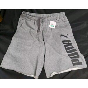 Puma Hero Heather Gray Men's Sweat Shorts Drawstring Pockets Sz. L NEW